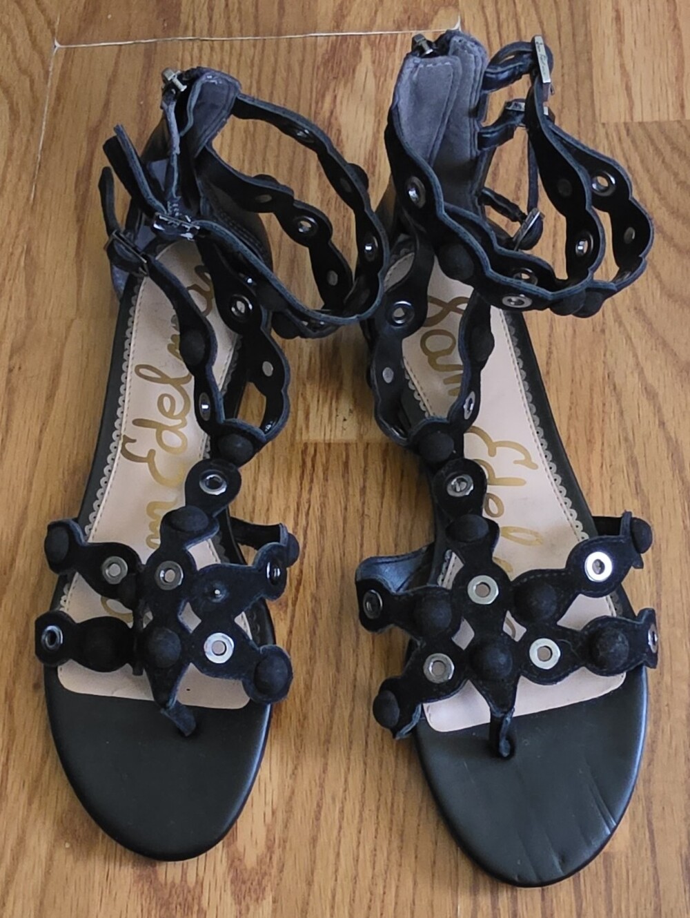 Sam Edelman Black Grommet Gladiator Sandals 9